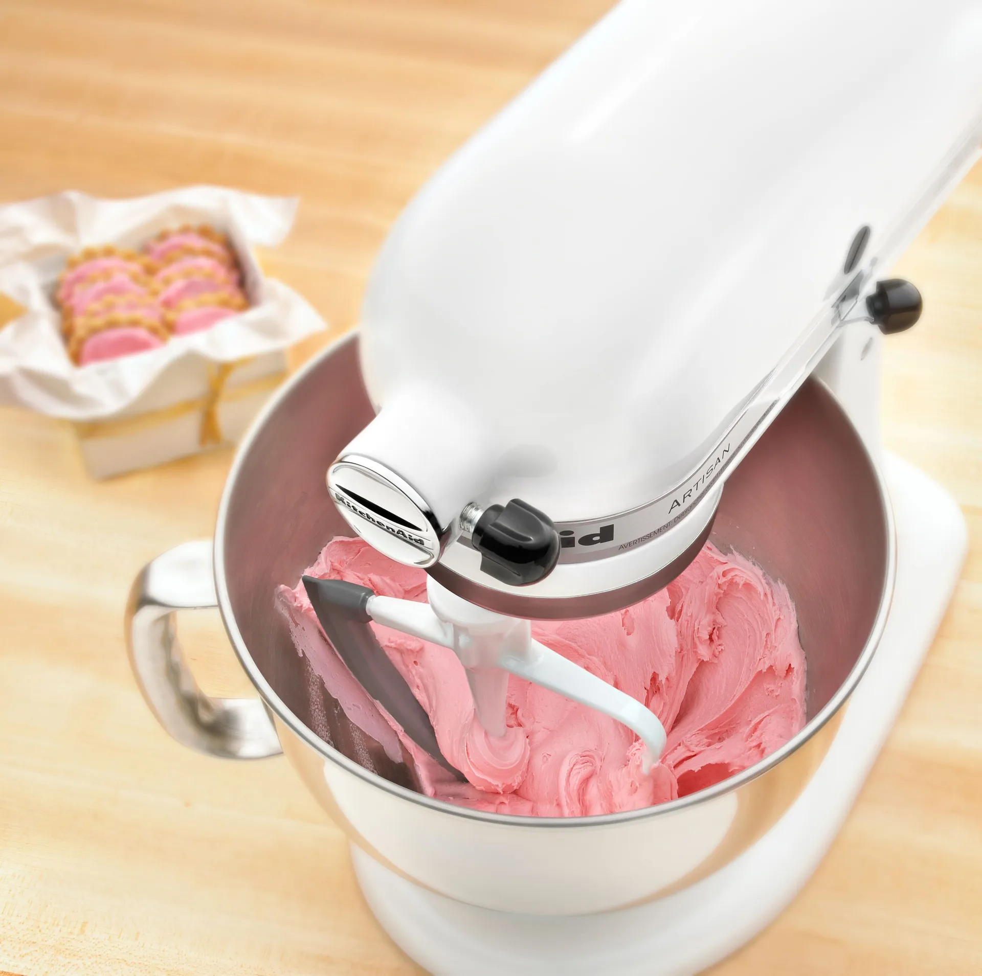 KitchenAid fladpisker med silikonekant mellem, White KitchenAid