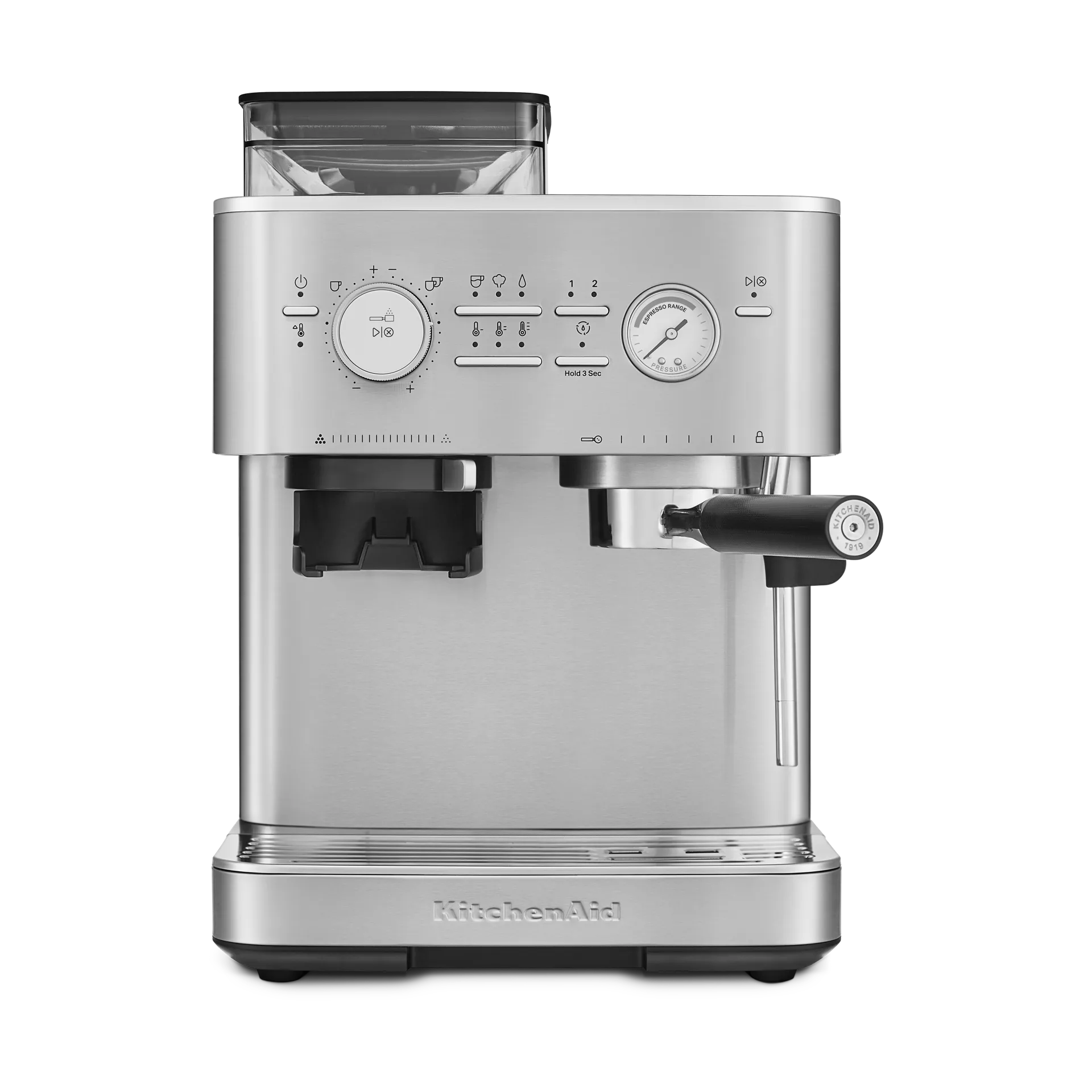 KitchenAid halvautomatisk espressomaskine med kværn, Stainless steel KitchenAid