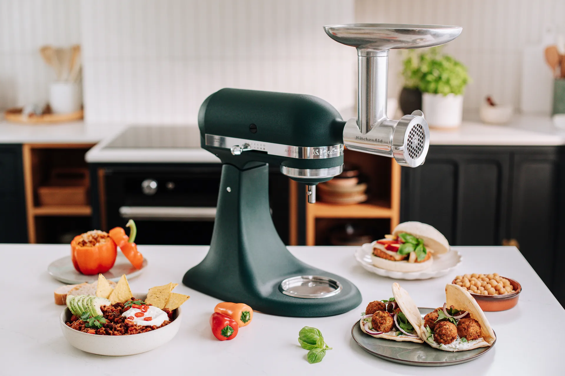 KitchenAid kødhakker med pølsetragt, Stainless steel KitchenAid