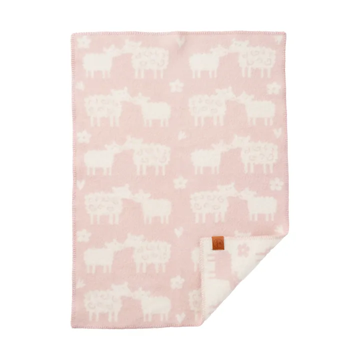 Bää børnetæppe uld - Soft pink, 65x90 cm - Klippan Yllefabrik