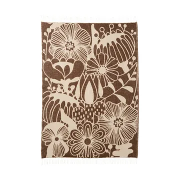 Blomranke uldplaid - Brown-beige, 130x200 cm - Klippan Yllefabrik