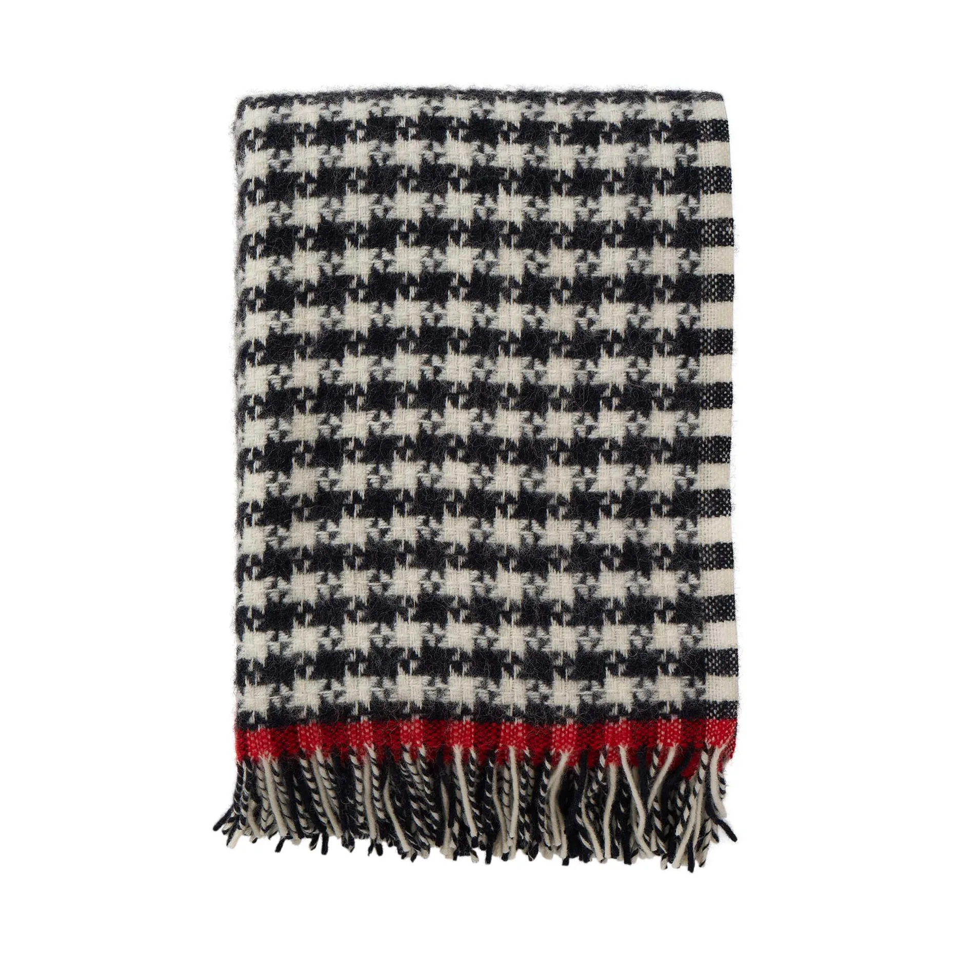 Dogtooth uldplaid 130x200 cm, Black-red Klippan Yllefabrik