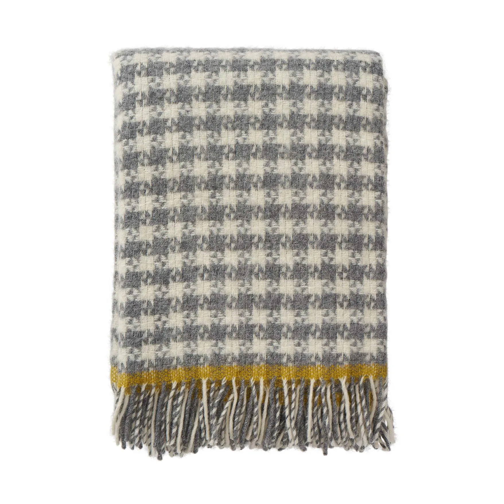 Dogtooth uldplaid 130x200 cm, Grey-yellow Klippan Yllefabrik