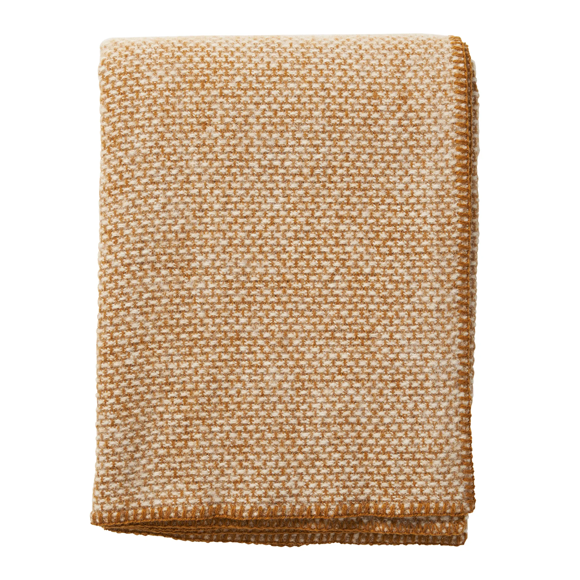 Klippan Yllefabrik Domino uldplaid Crème caramel, 130x180 cm