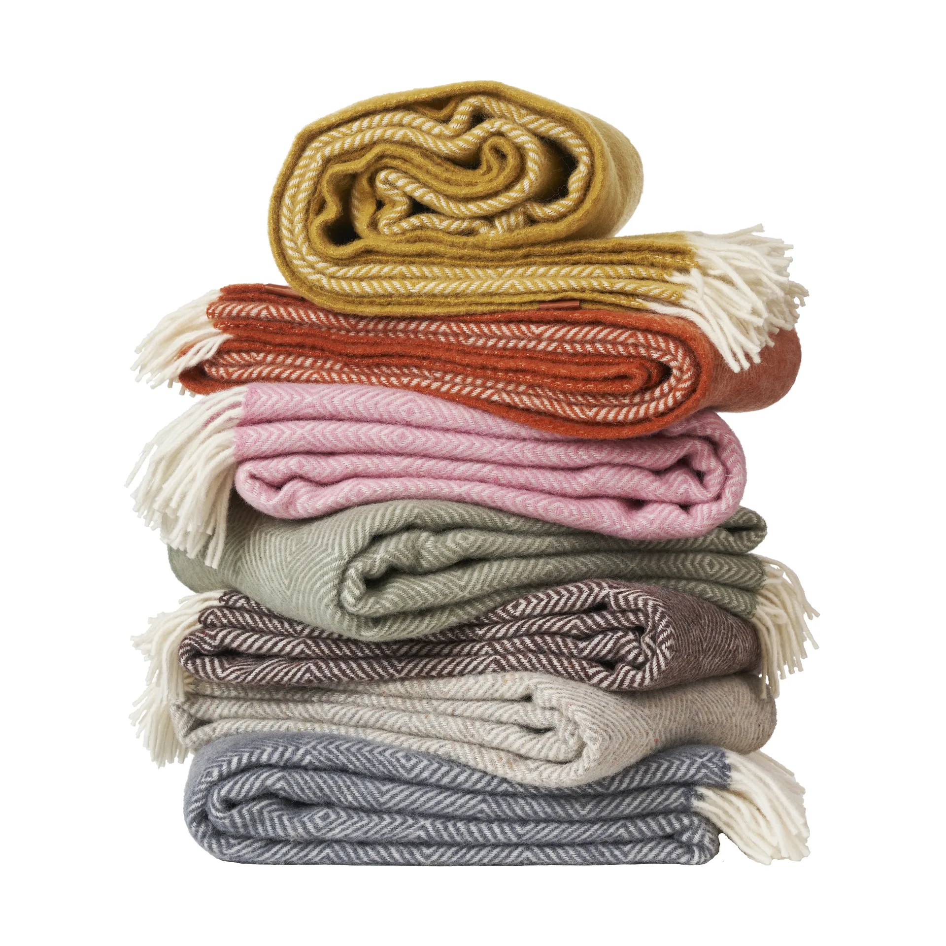 Gooseye uldplaid 130x200 cm, Lyserød Klippan Yllefabrik