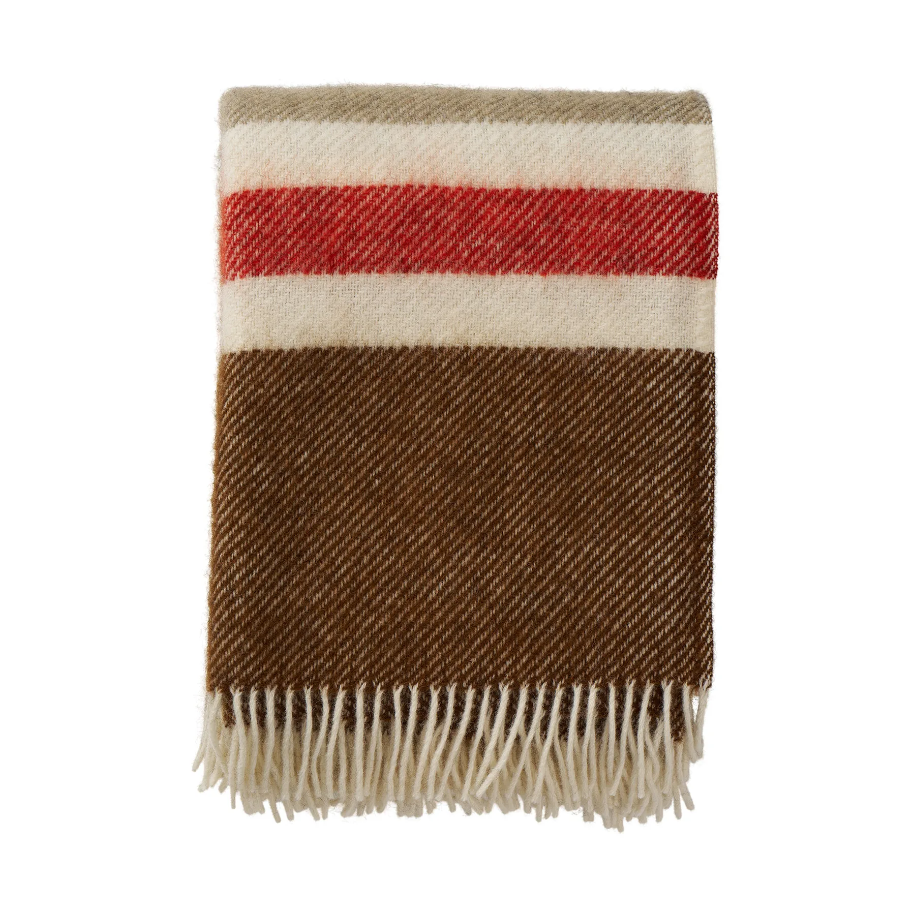Gotland Stripe uldplaid 130x200 cm, Brown-beige-red Klippan Yllefabrik