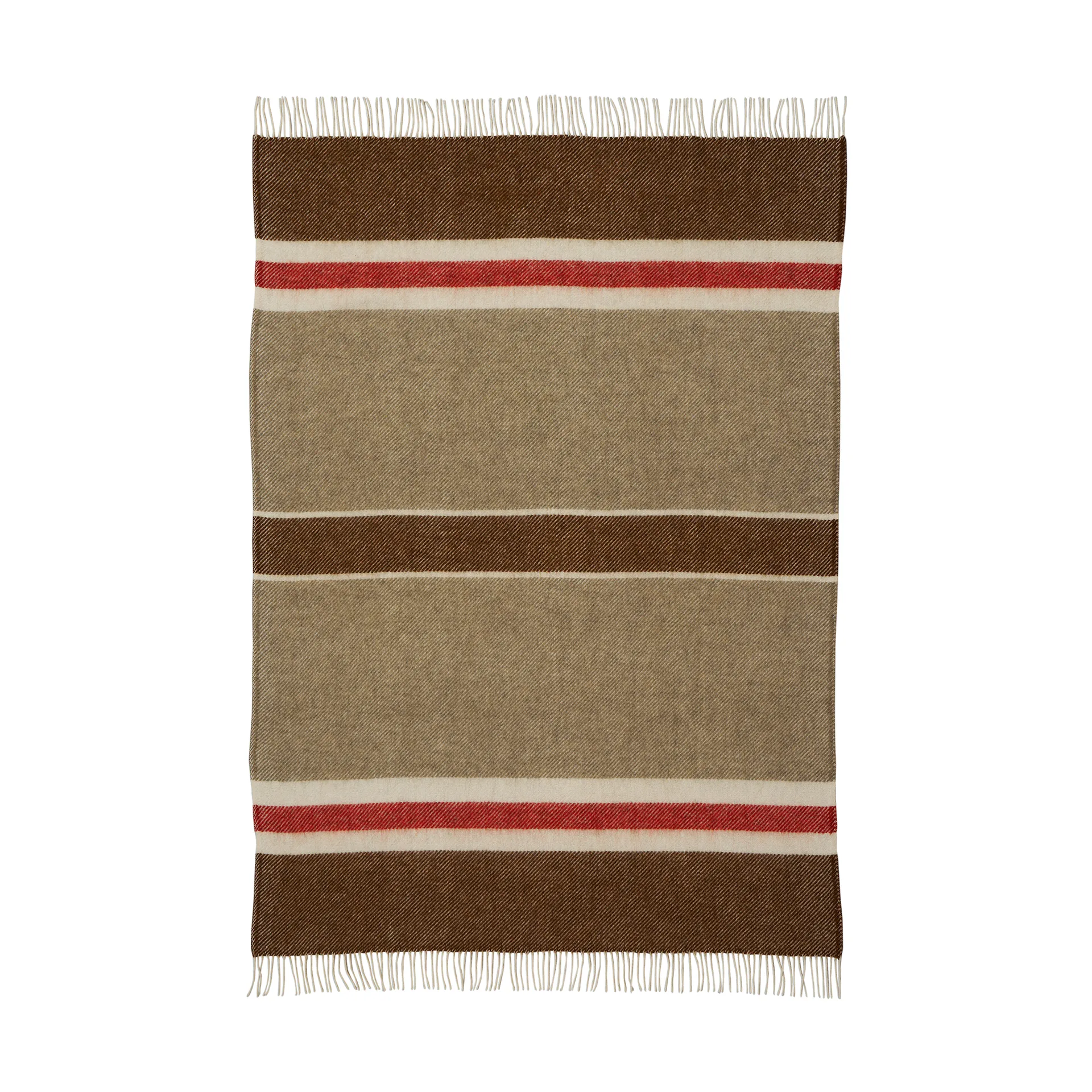 Gotland Stripe uldplaid 130x200 cm, Brown-beige-red Klippan Yllefabrik