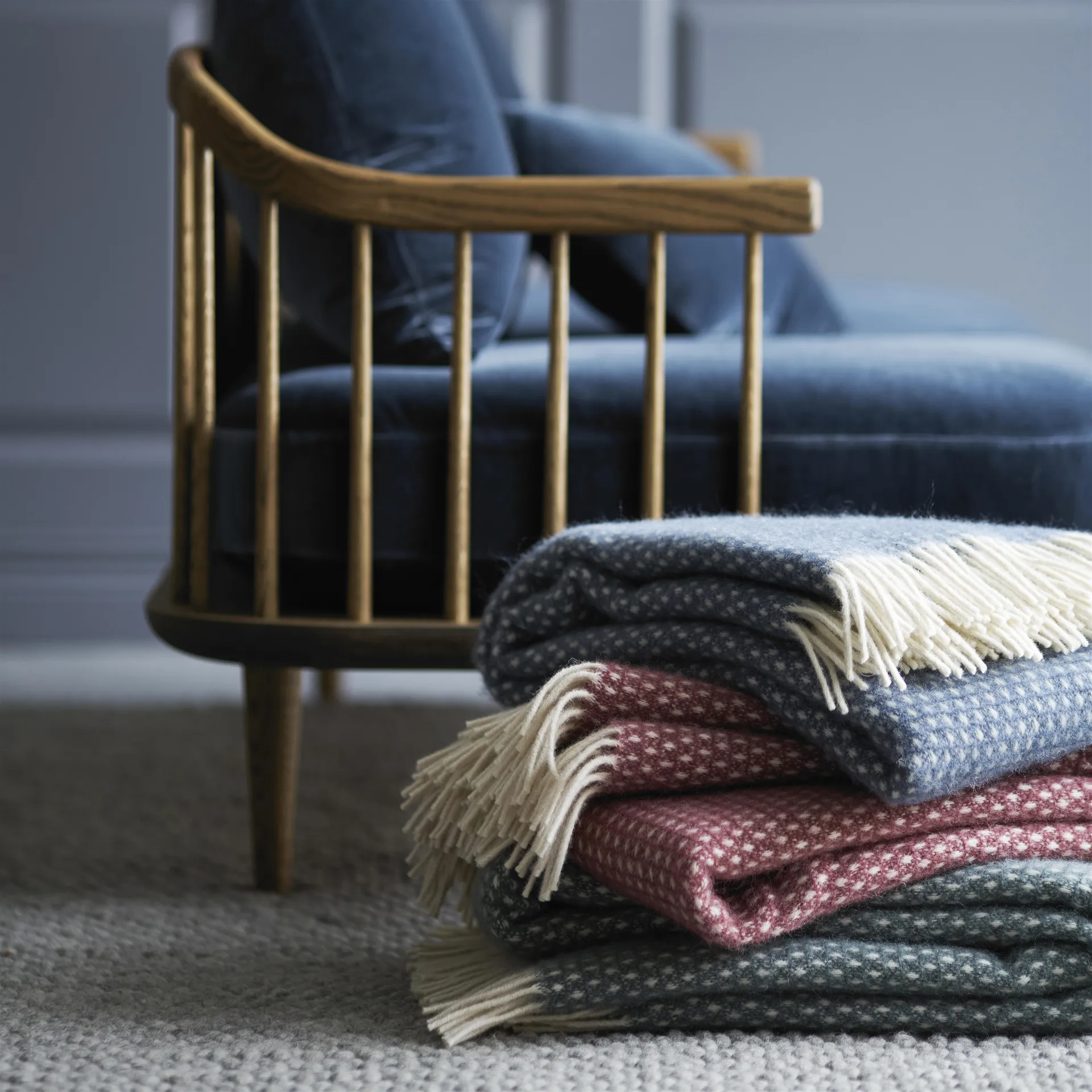 Knut uldplaid, blå Klippan Yllefabrik