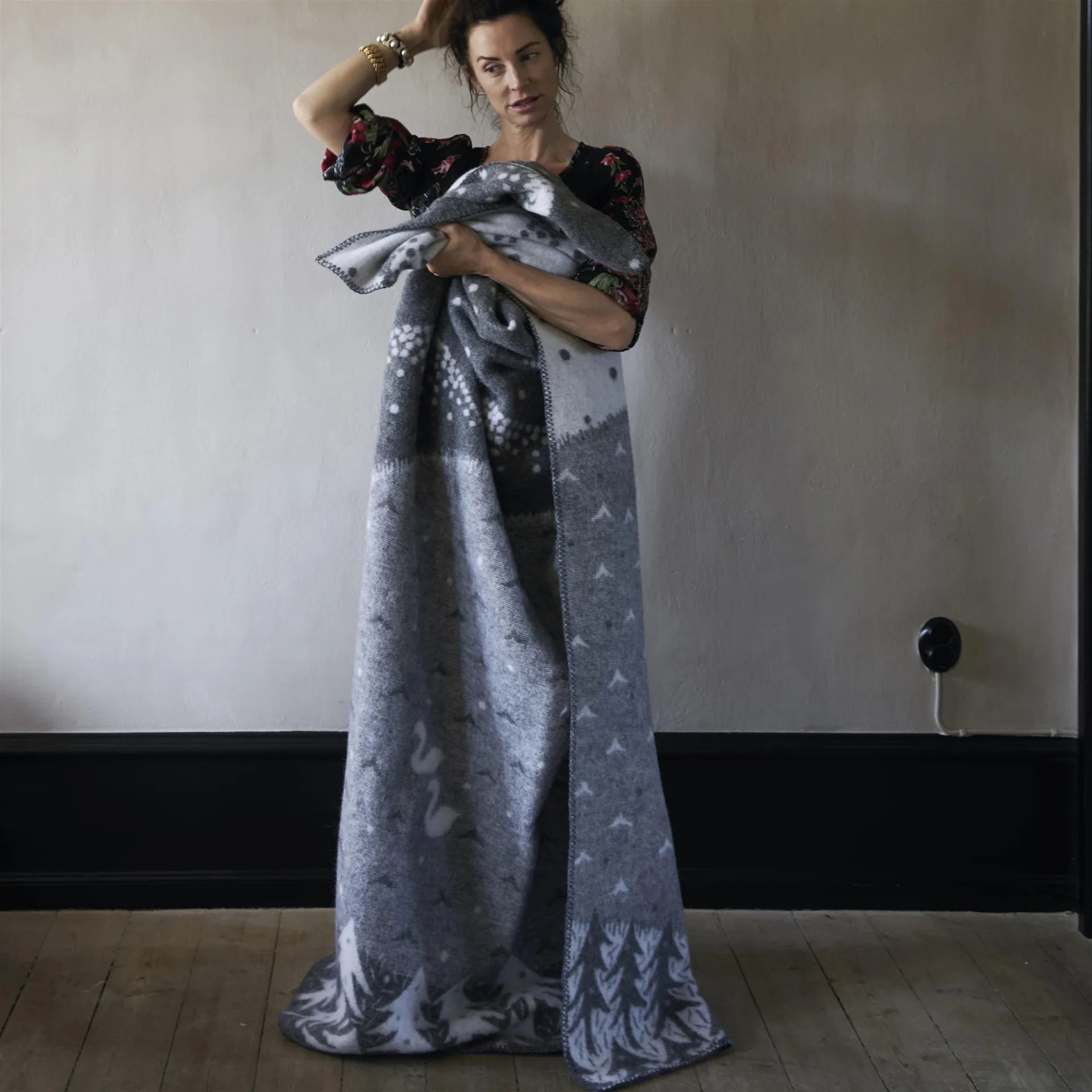 Lake in the valley plaid, grå Klippan Yllefabrik