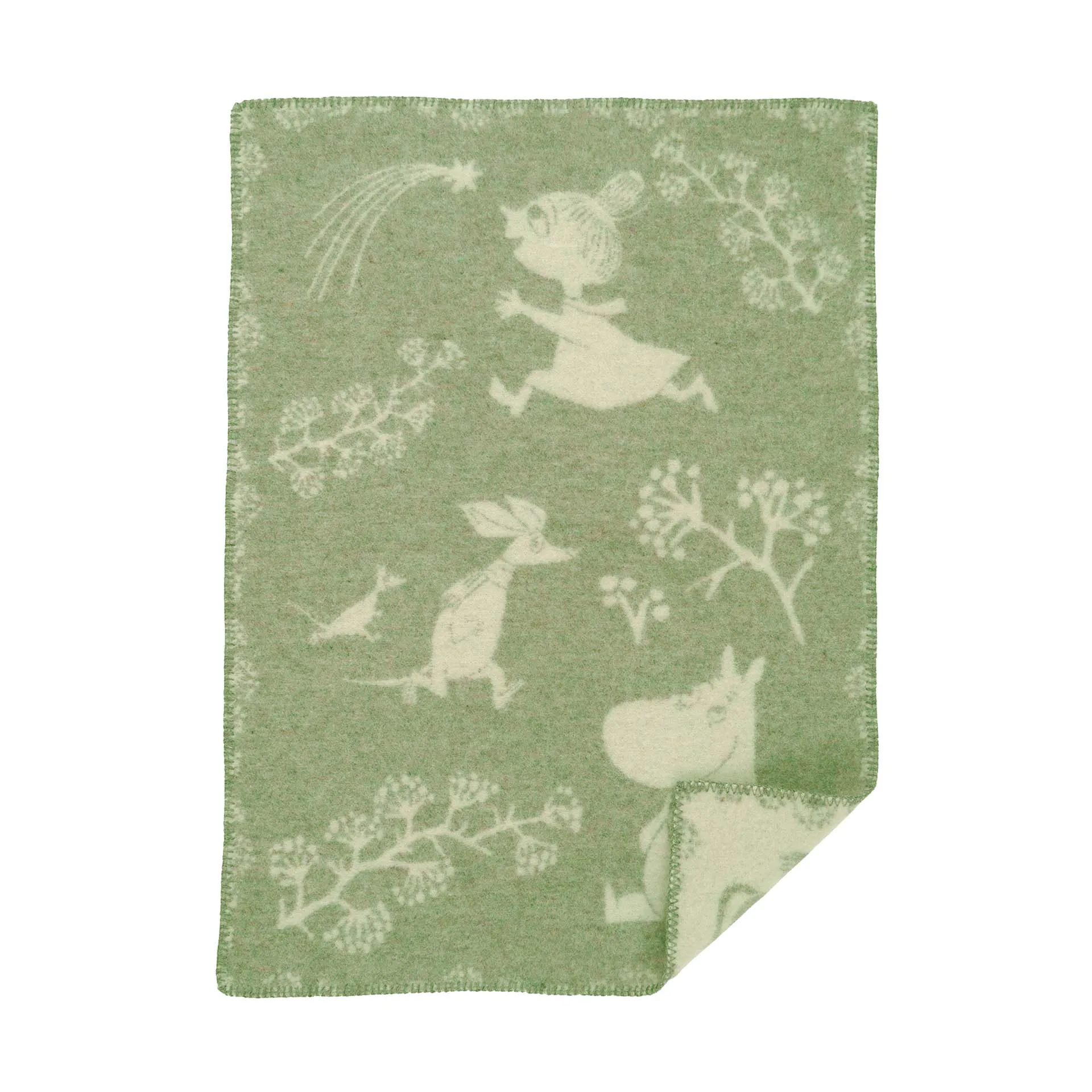 Moomin Winterland babyplaid 65x90 cm, Frost green Klippan Yllefabrik