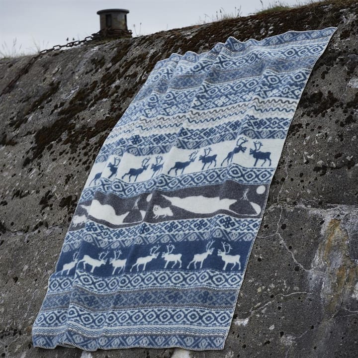 Sarek uldplaid, grå-blå Klippan Yllefabrik