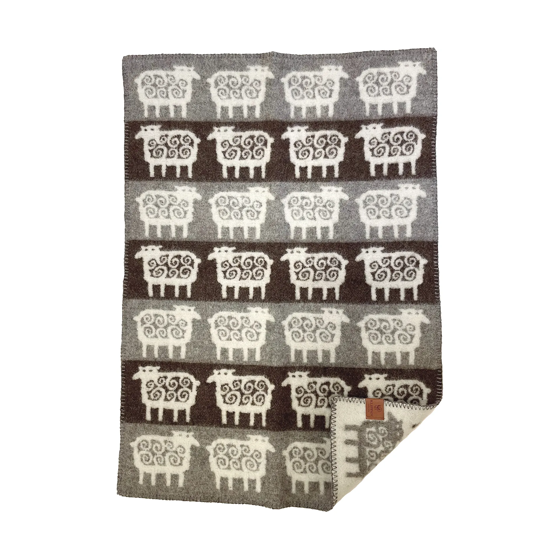 Sheep stripe babytæppe 65x90 cm, Brun/Grå Klippan Yllefabrik