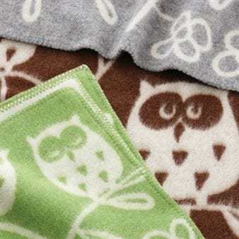 Tree Owl børneplaid - lysegrå - Klippan Yllefabrik