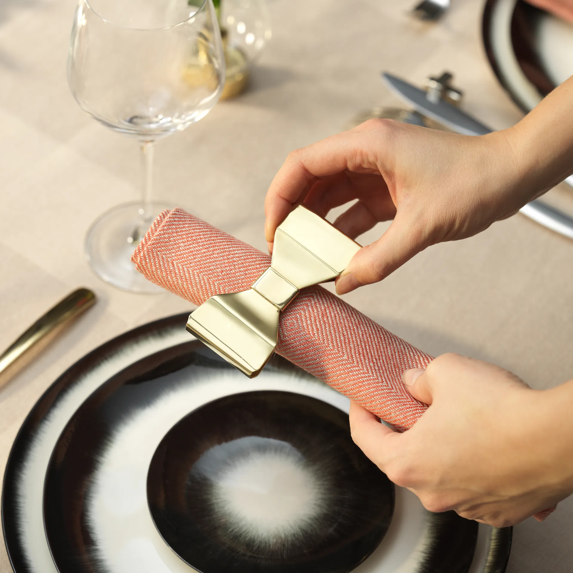 Bowie servietring 2-pak, Messing KLONG