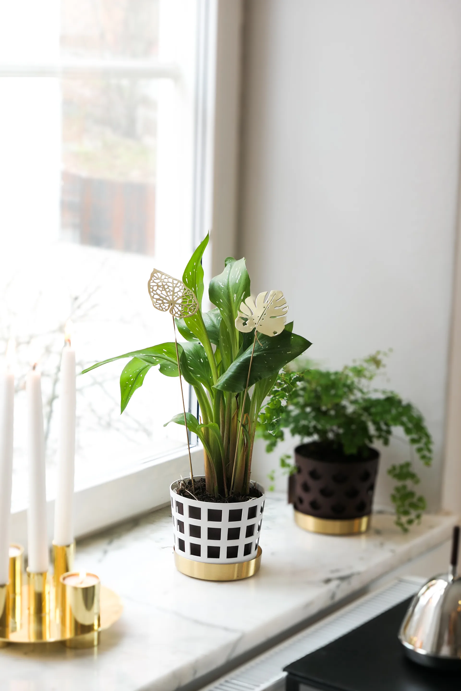 Brass leaves dekoration 2-pak, Water KLONG