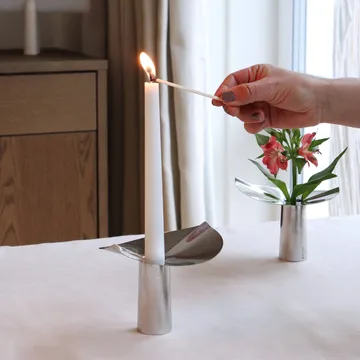 Löv vase-fyrfadsholder - Rustfrit stål. 10 cm - KLONG