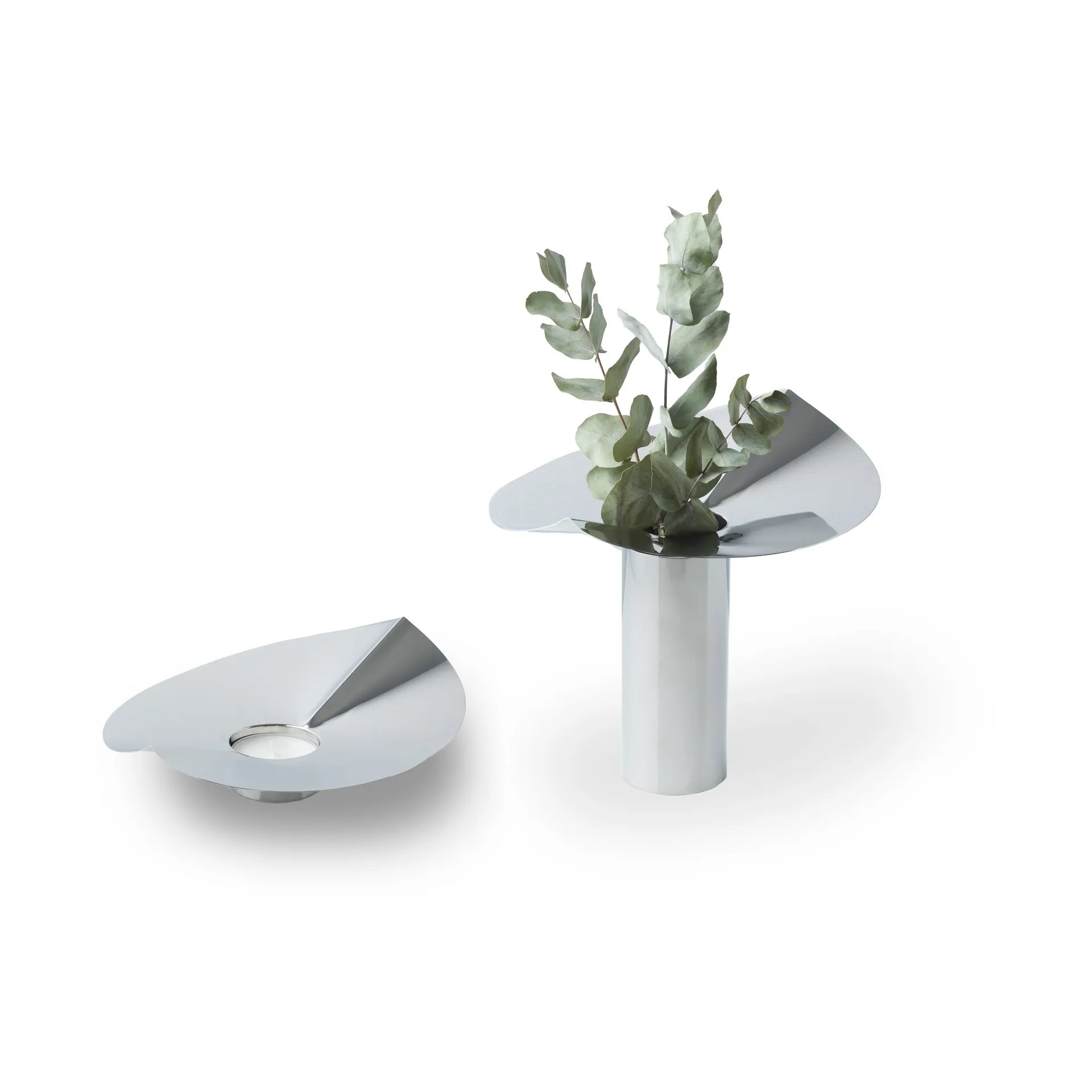 Löv vase-fyrfadsholder, Rustfrit stål KLONG