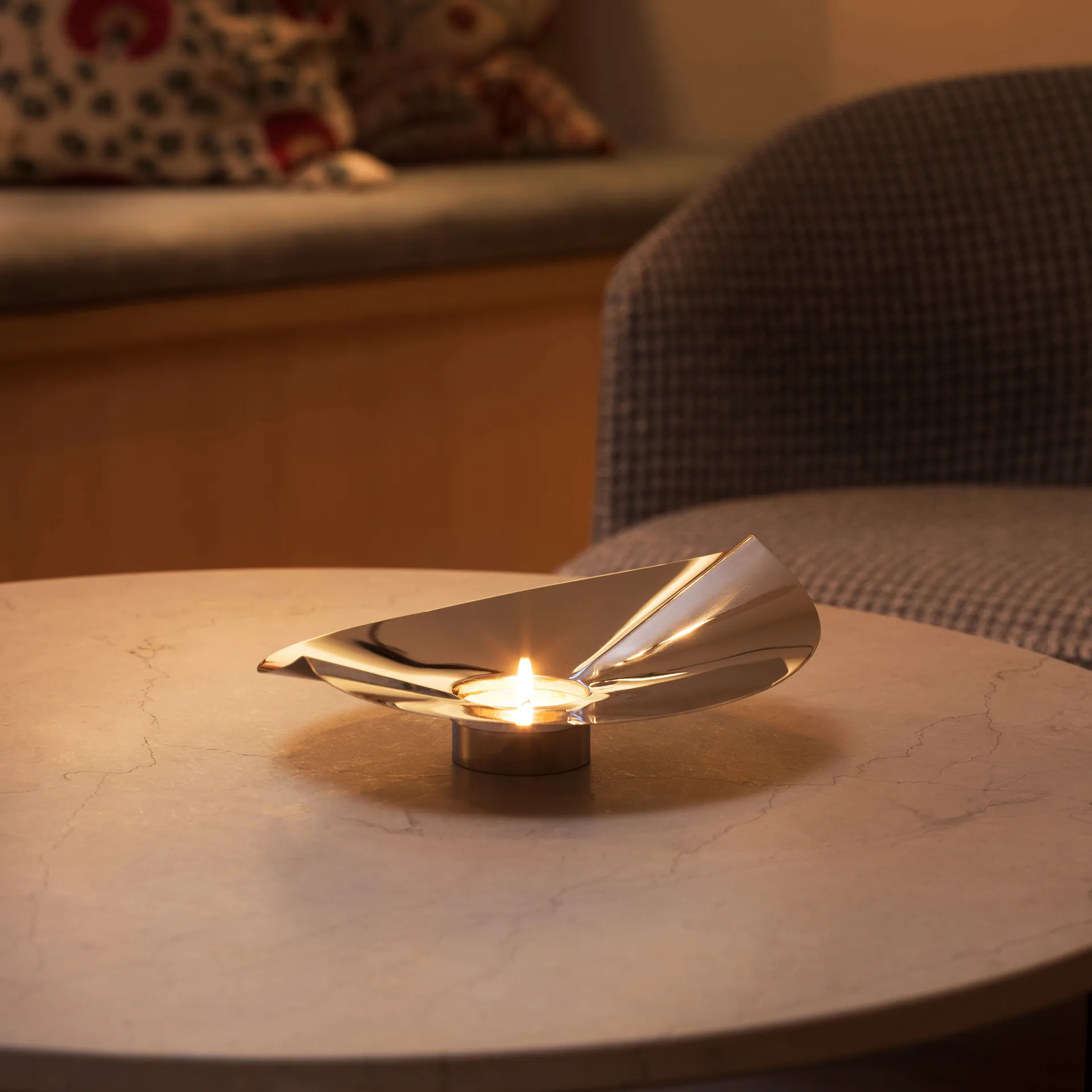 Löv vase-fyrfadsholder, Rustfrit stål KLONG