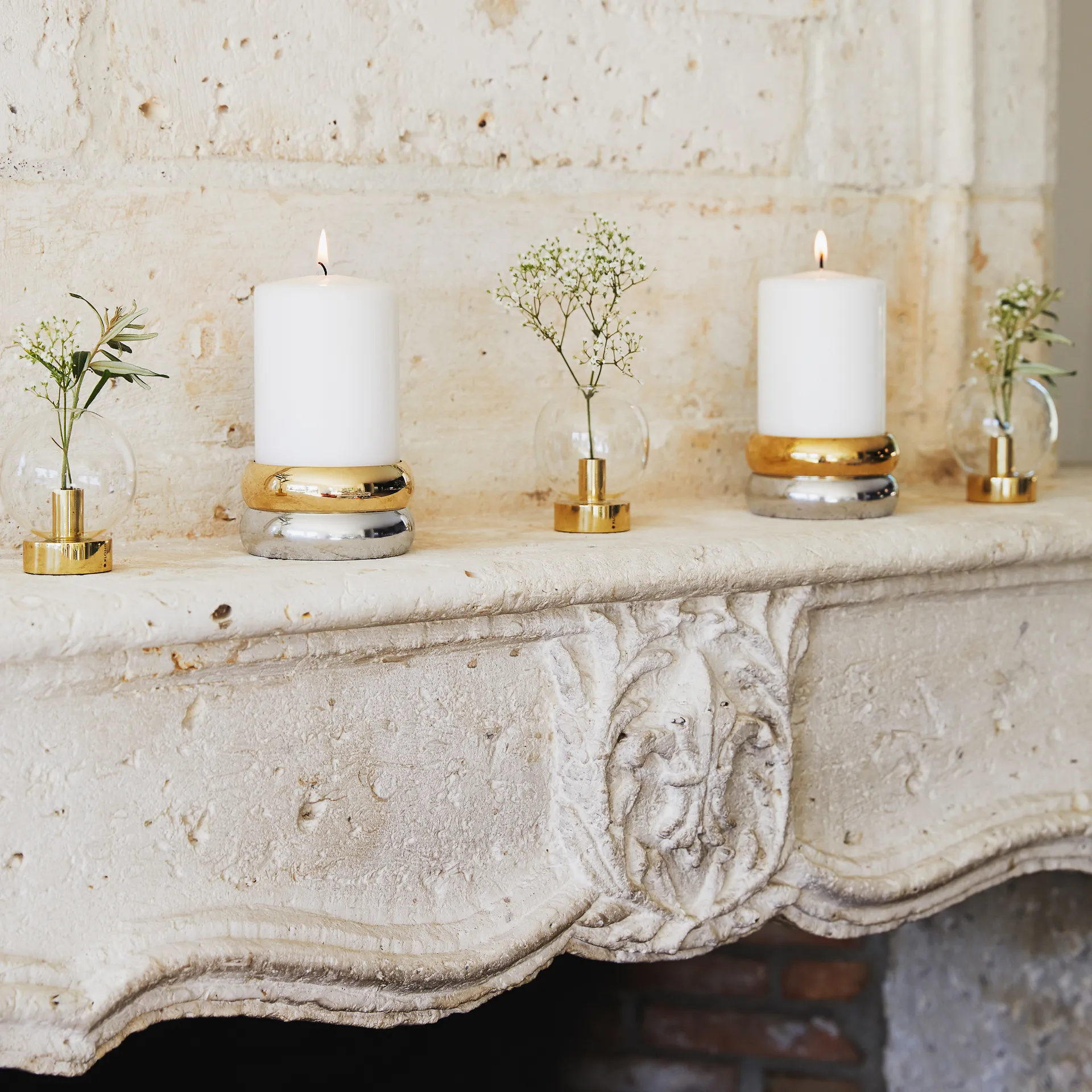 Marriage lysestage, Messing/Sølv KLONG