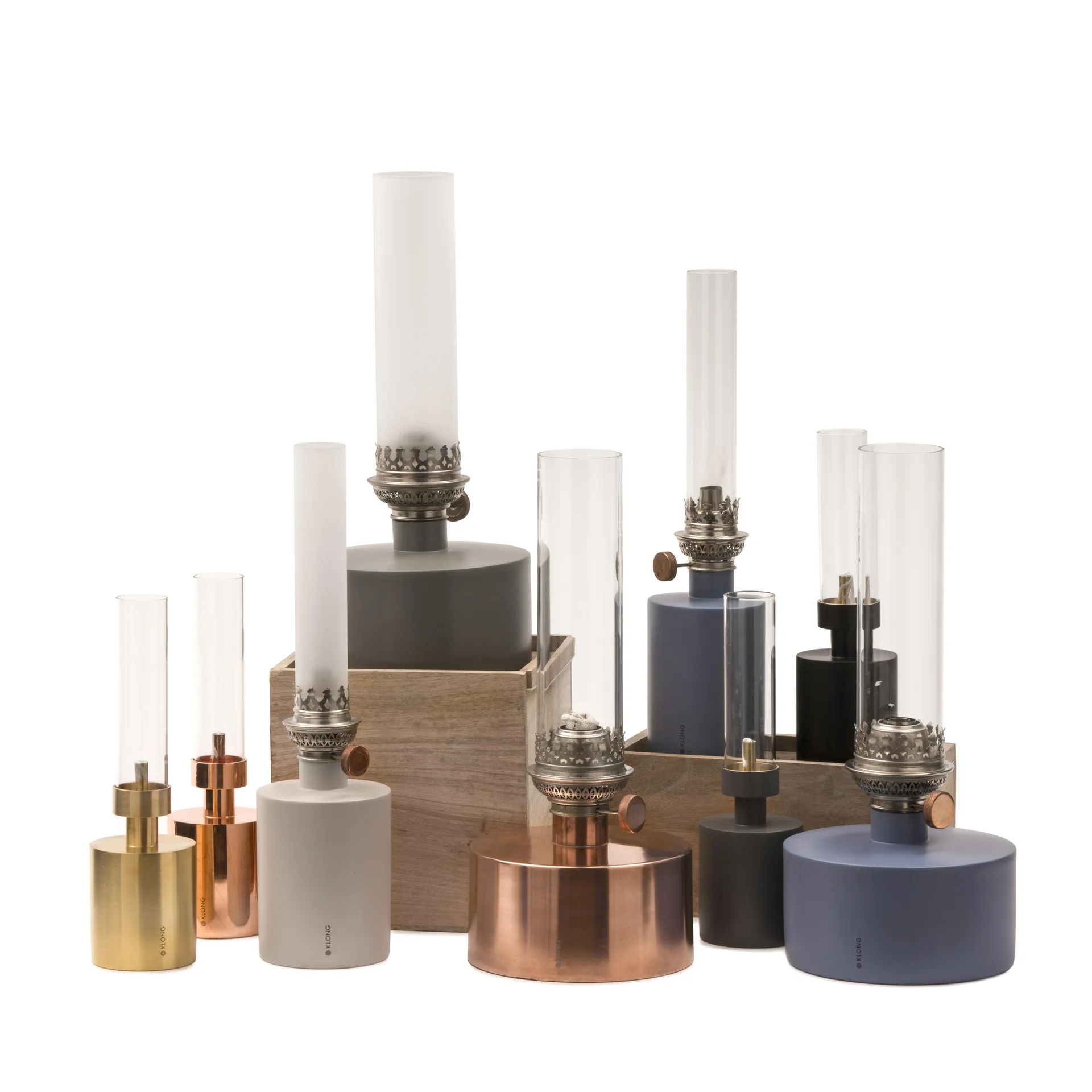 Patina olielampe, lille, hvid KLONG