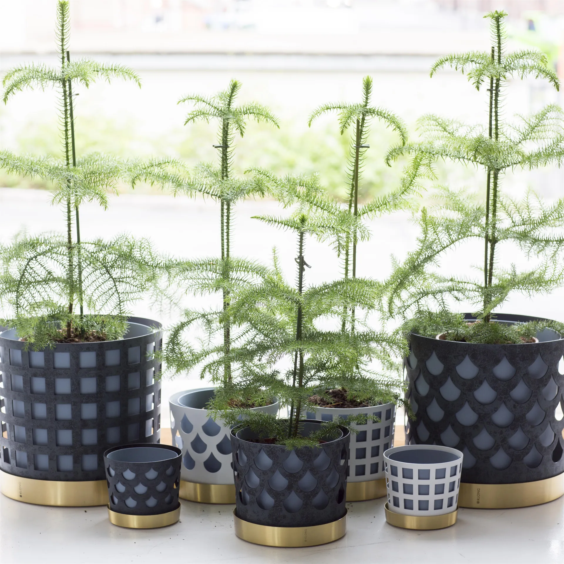 Trio krukke square, mellem, hvid KLONG