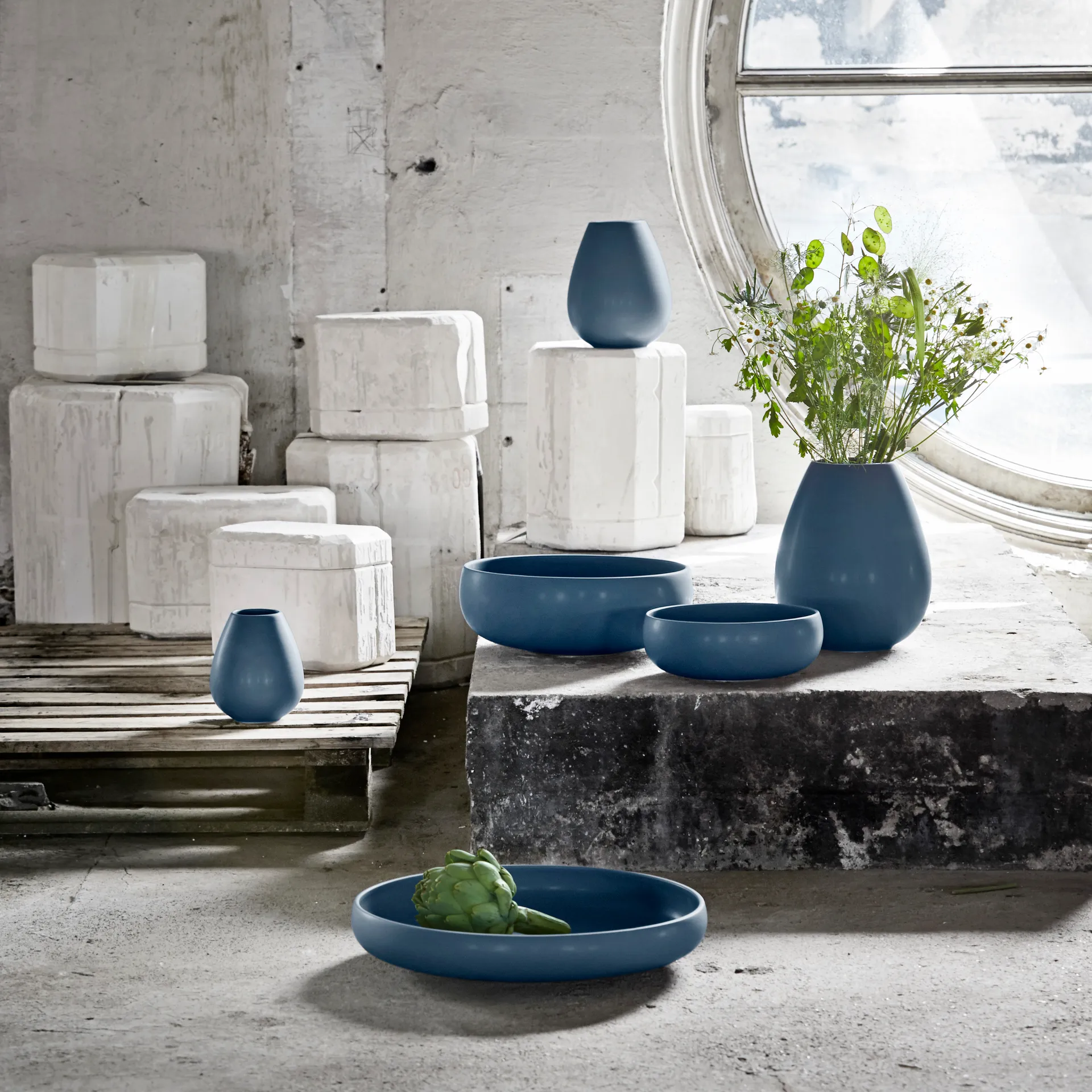 Earth fad 38 cm, Blå Knabstrup Keramik