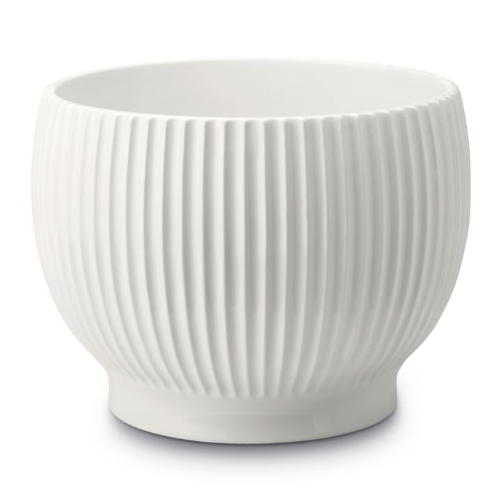 Knabstrup krukke rillet Ø14,5 cm - Hvid - Knabstrup Keramik