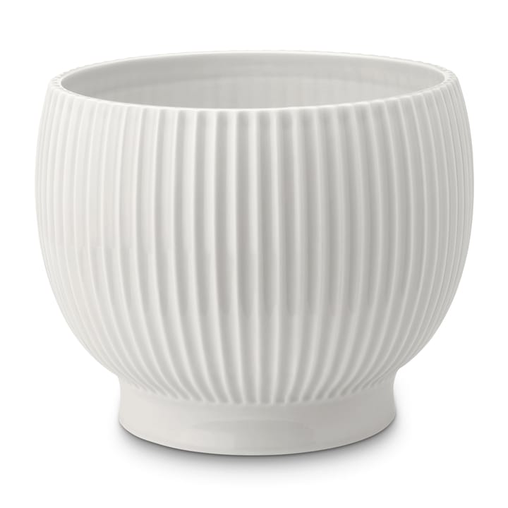 Knabstrup krukke rillet Ø16,5 cm - Hvid - Knabstrup Keramik