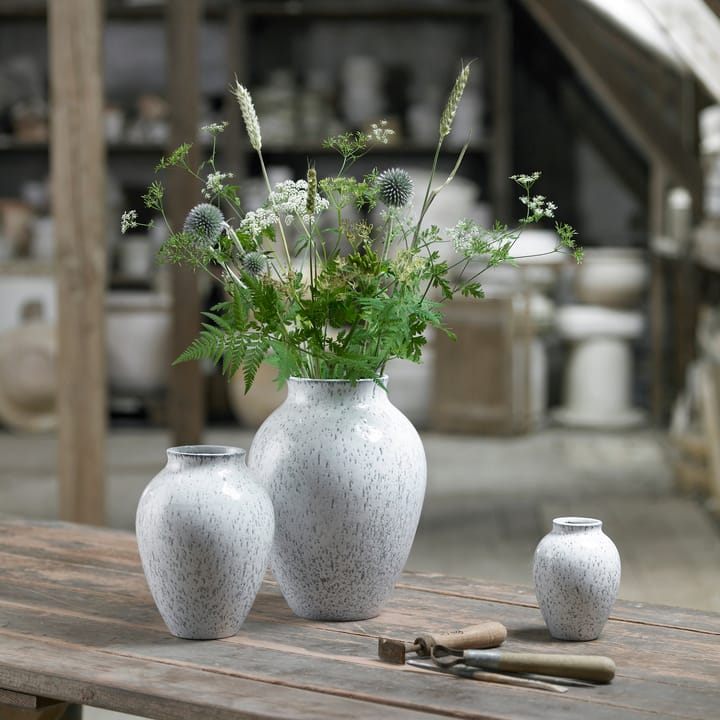 Knabstrup vase 20 cm - Hvid-Grå - Knabstrup Keramik