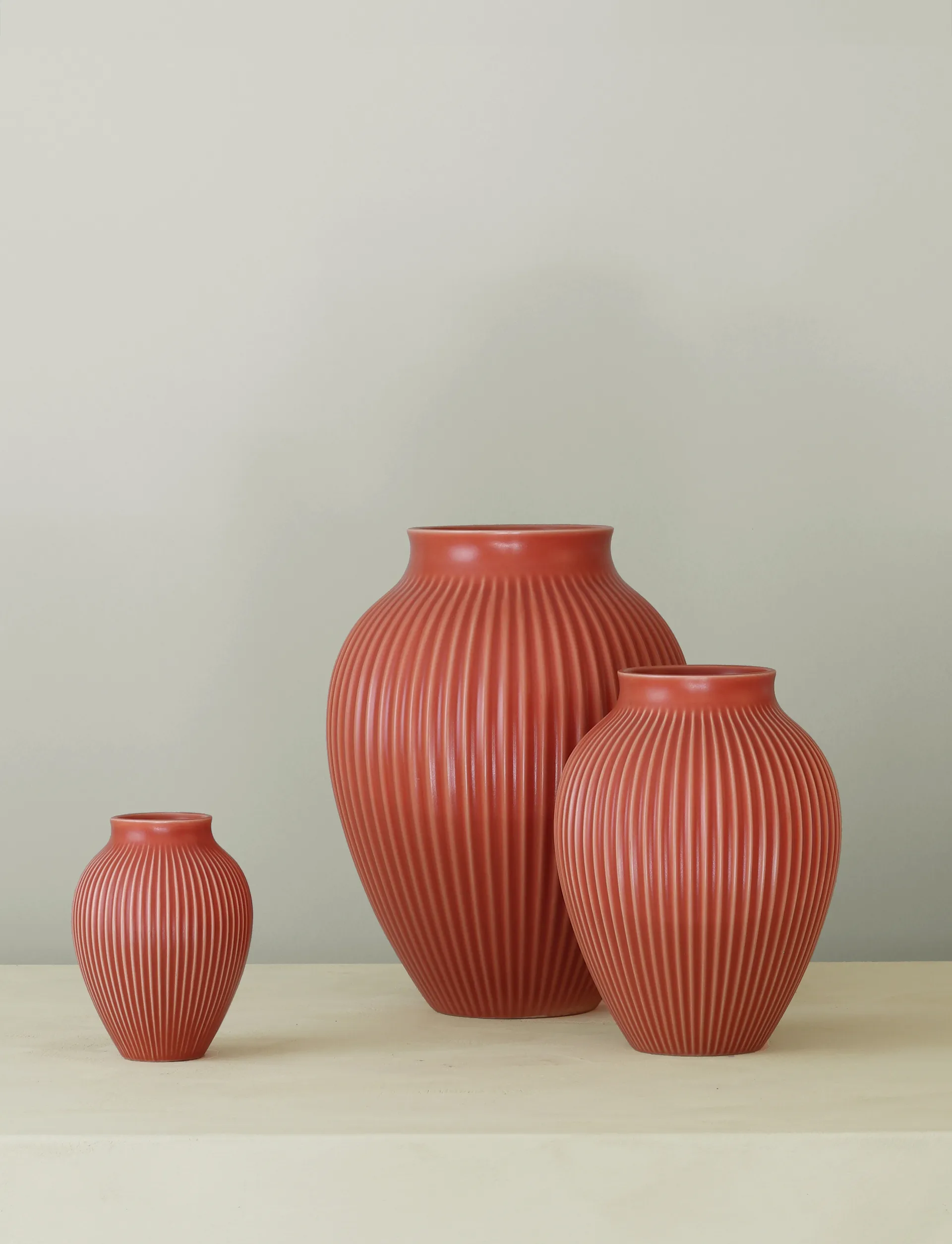 Knabstrup vase riflet 12,5 cm, Coral Knabstrup Keramik