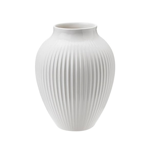 Knabstrup vase riflet 12,5 cm - Hvid - Knabstrup Keramik