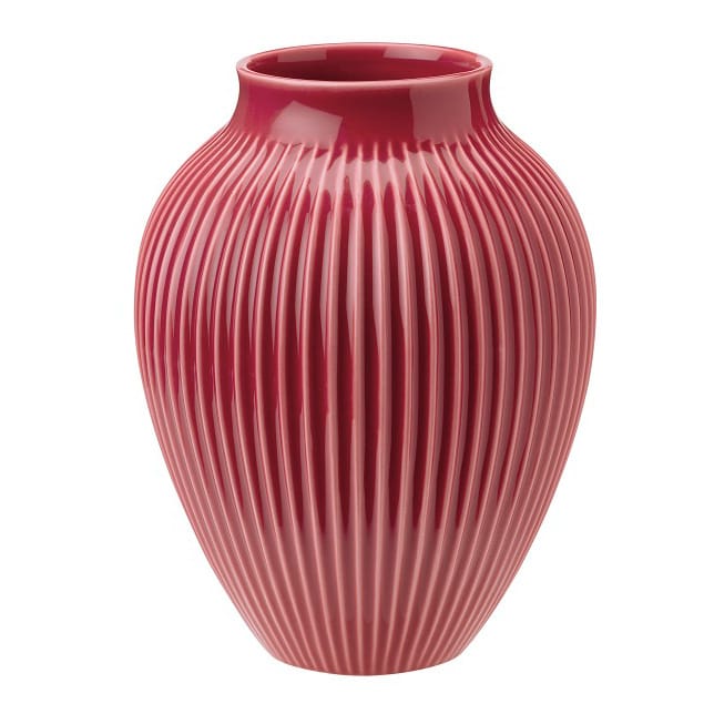 Knabstrup vase riflet 20 cm - Bordeaux - Knabstrup Keramik