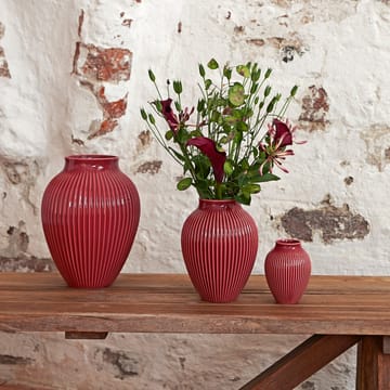 Knabstrup vase riflet 20 cm - Bordeaux - Knabstrup Keramik