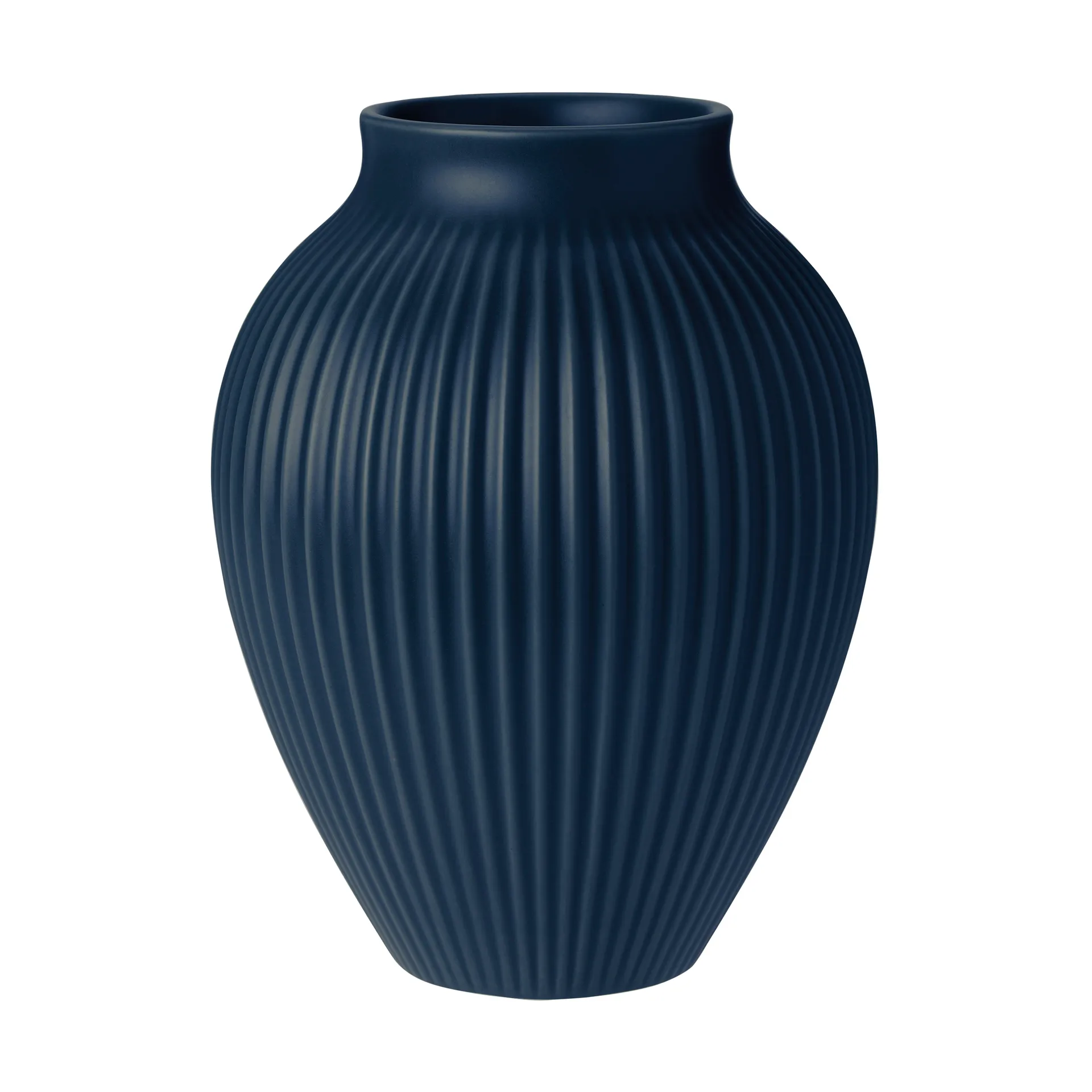 Knabstrup vase riflet 20 cm, Dark blue Knabstrup Keramik