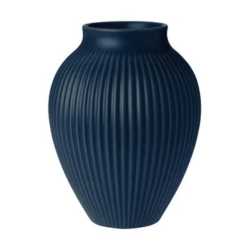 Knabstrup vase riflet 20 cm - Dark blue - Knabstrup Keramik
