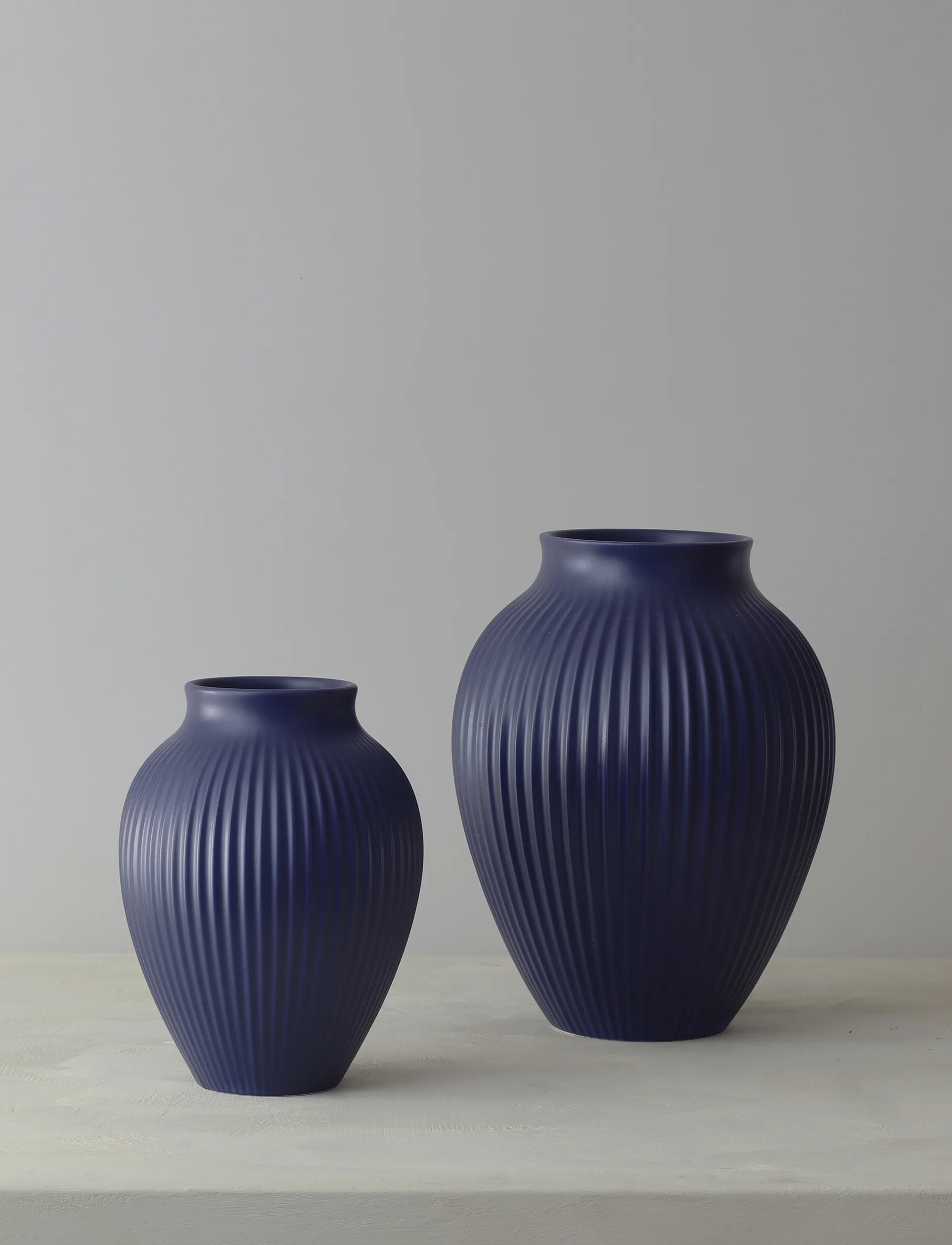 Knabstrup vase riflet 20 cm, Dark blue Knabstrup Keramik