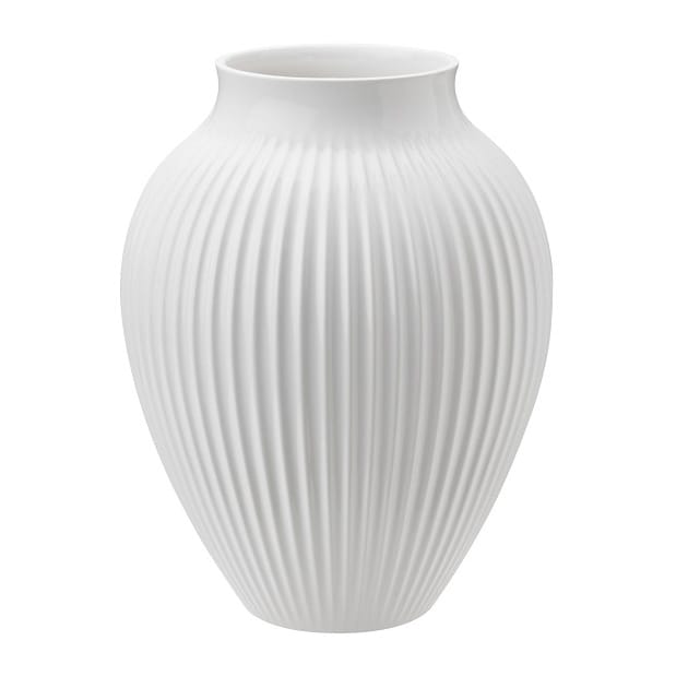 Knabstrup vase riflet 20 cm - Hvid - Knabstrup Keramik