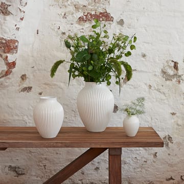 Knabstrup vase riflet 20 cm - Hvid - Knabstrup Keramik