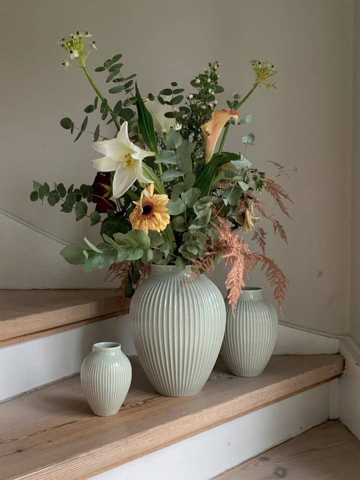 Knabstrup vase riflet 20 cm - Mintgrøn - Knabstrup Keramik