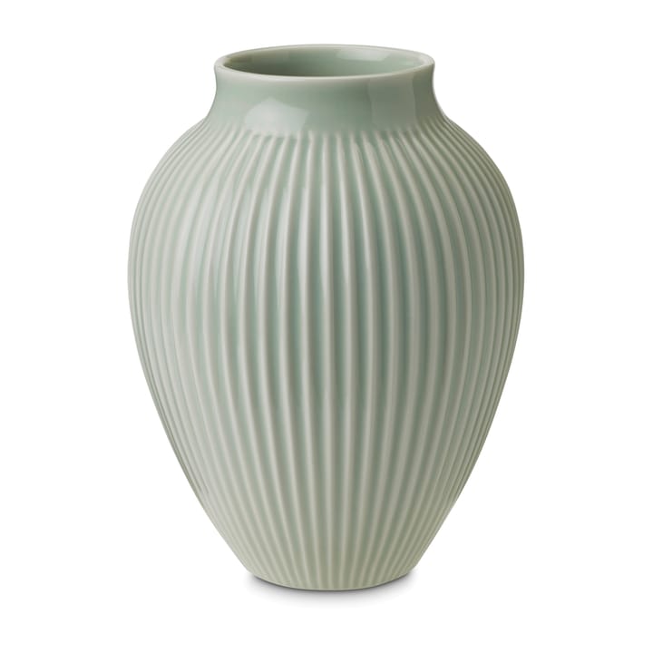 Knabstrup vase riflet 20 cm - Mintgrøn - Knabstrup Keramik