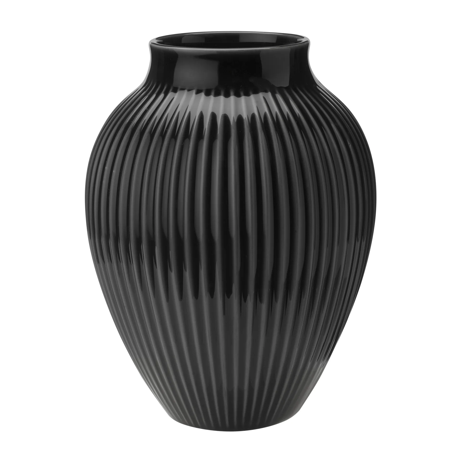 Knabstrup vase riflet 20 cm, Sort Knabstrup Keramik