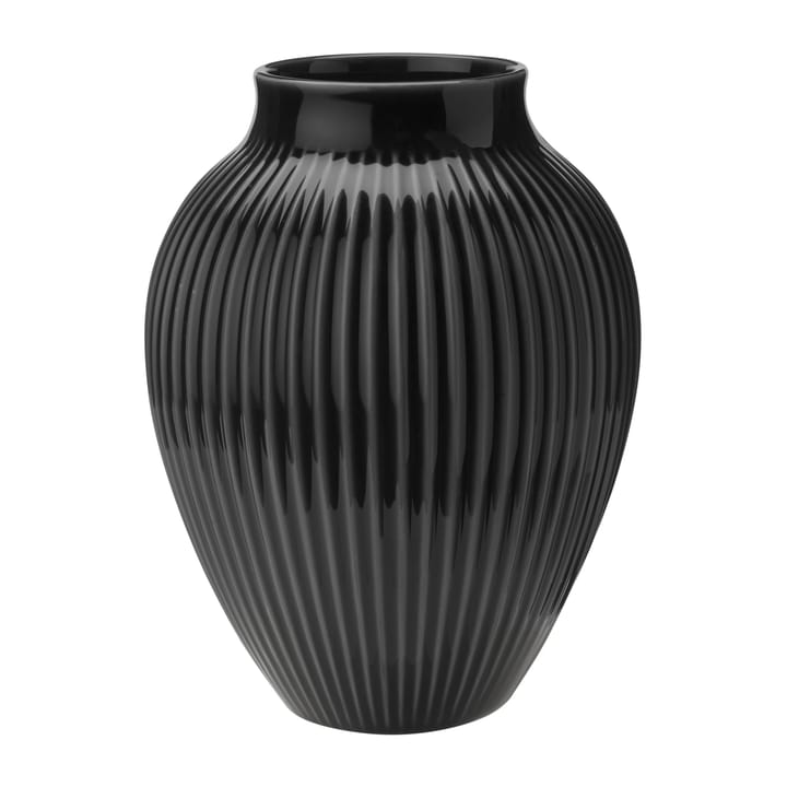 Knabstrup vase riflet 20 cm - Sort - Knabstrup Keramik