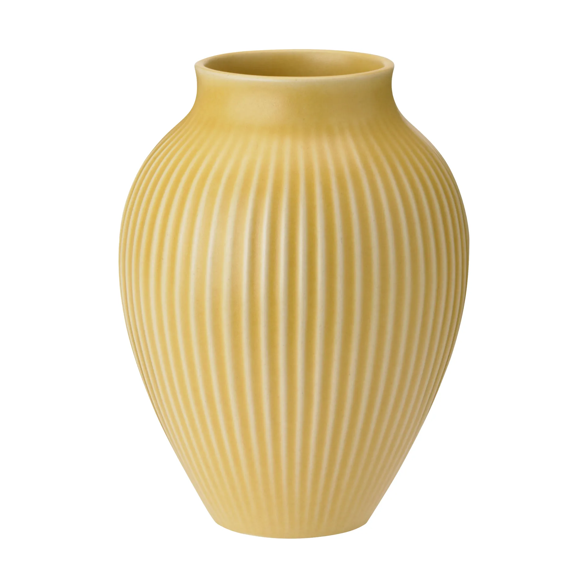 Knabstrup vase riflet 20 cm, Yellow Knabstrup Keramik