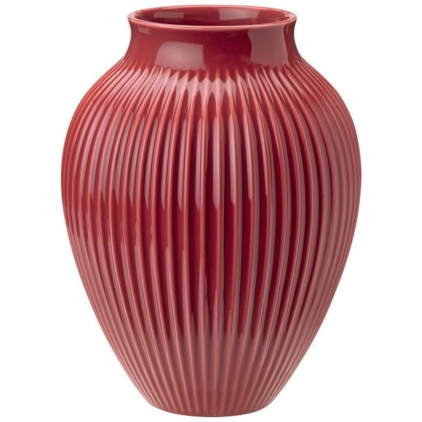 Knabstrup vase riflet 27 cm - Bordeaux - Knabstrup Keramik