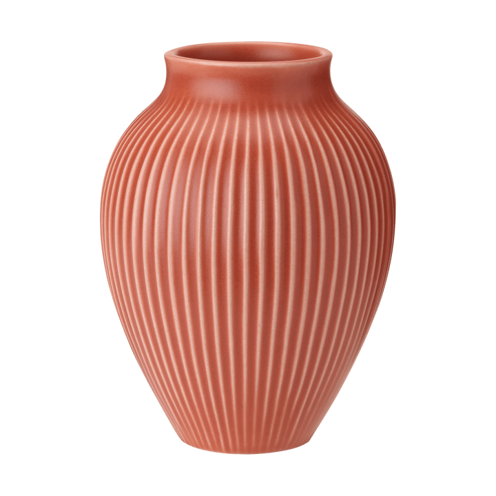 Knabstrup vase riflet 27 cm - Coral - Knabstrup Keramik