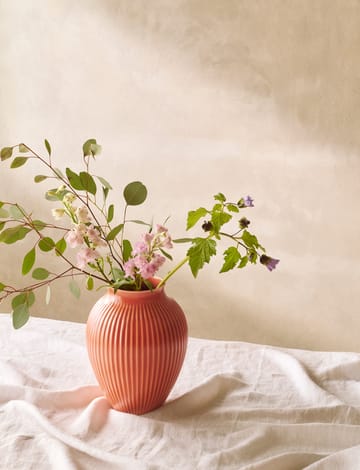 Knabstrup vase riflet 27 cm - Coral - Knabstrup Keramik