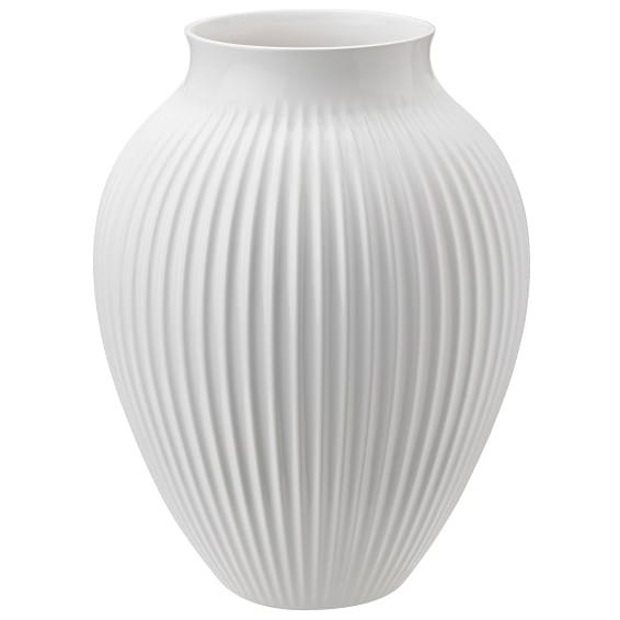 Knabstrup vase riflet 27 cm - Hvid - Knabstrup Keramik