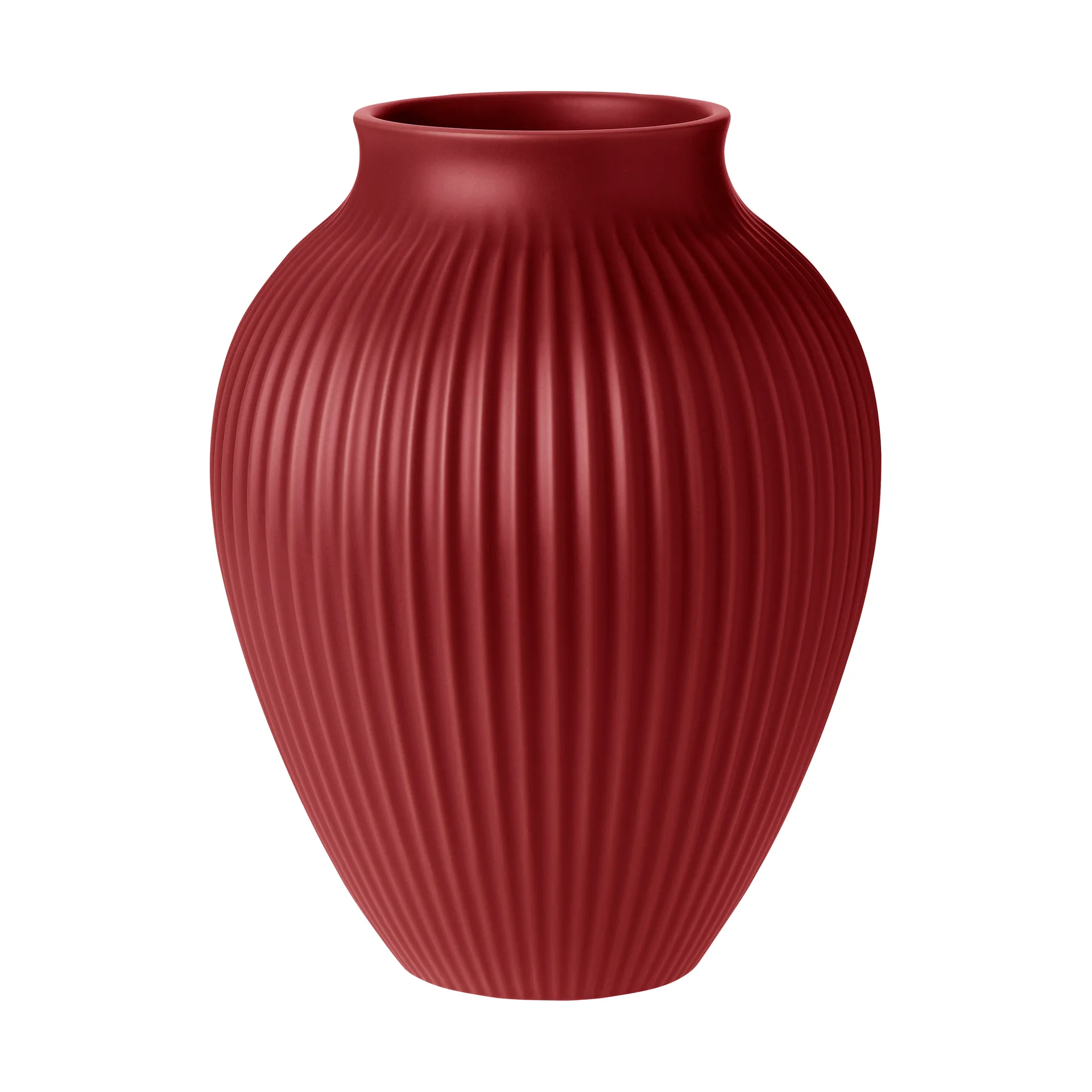 Knabstrup vase riflet 27 cm, Soft cherry red Knabstrup Keramik