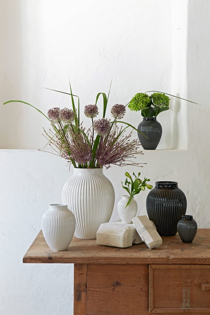 Knabstrup vase rillet 35 cm - Hvid - Knabstrup Keramik