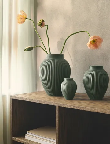 Knabstrup vase ripple mat celadon green - 20 cm - Knabstrup Keramik